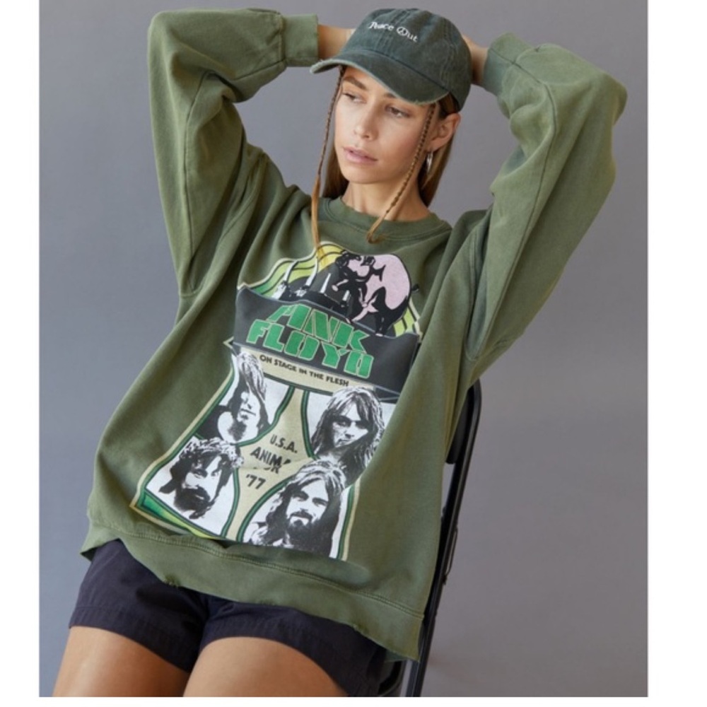 Urban Outfitters Green Pink Floyd Graphic Sweatshirt